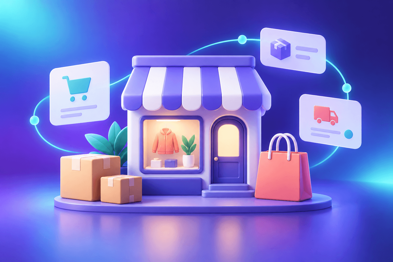 A stylized Shopify shop with product and delivery details